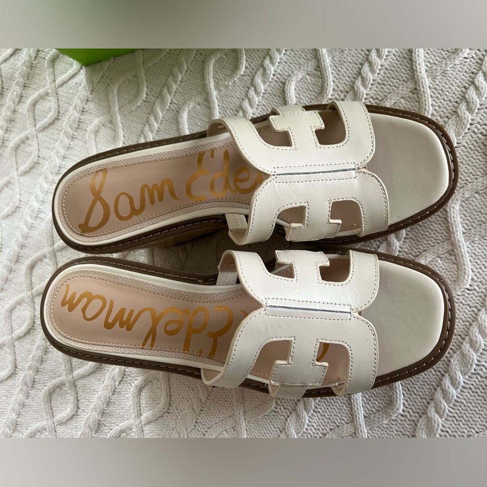 Sam Edelman Ivory Wedge Platform Slides Designer Women’s Size 9.5 - Picture 12 of 13